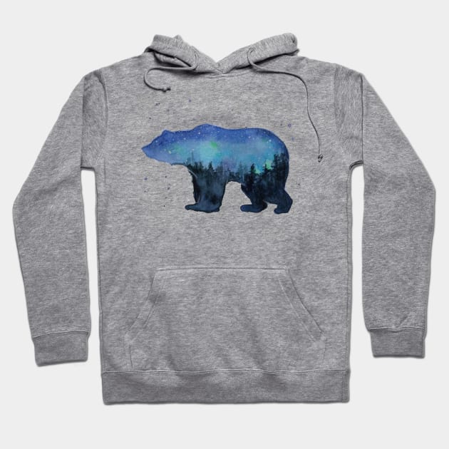 Galaxy Bear Silhouette Hoodie by Olechka